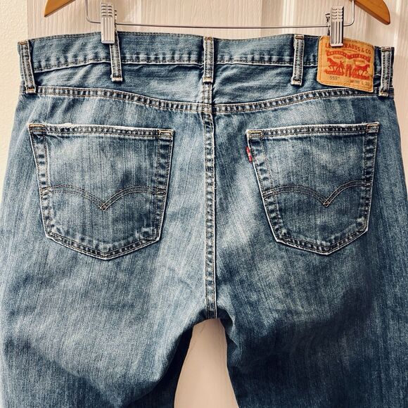 Levis 559 Relaxed Straight Jeans Men's 38 X 32 Sub Zero Blue Distressed 5 Pocket - Picture 10 of 12